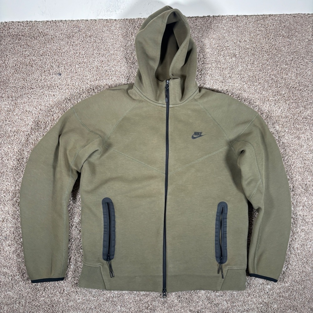 Nike Tech Fleece Full Zip Hoodie Olive Green FB7921-222 Mens Size Large